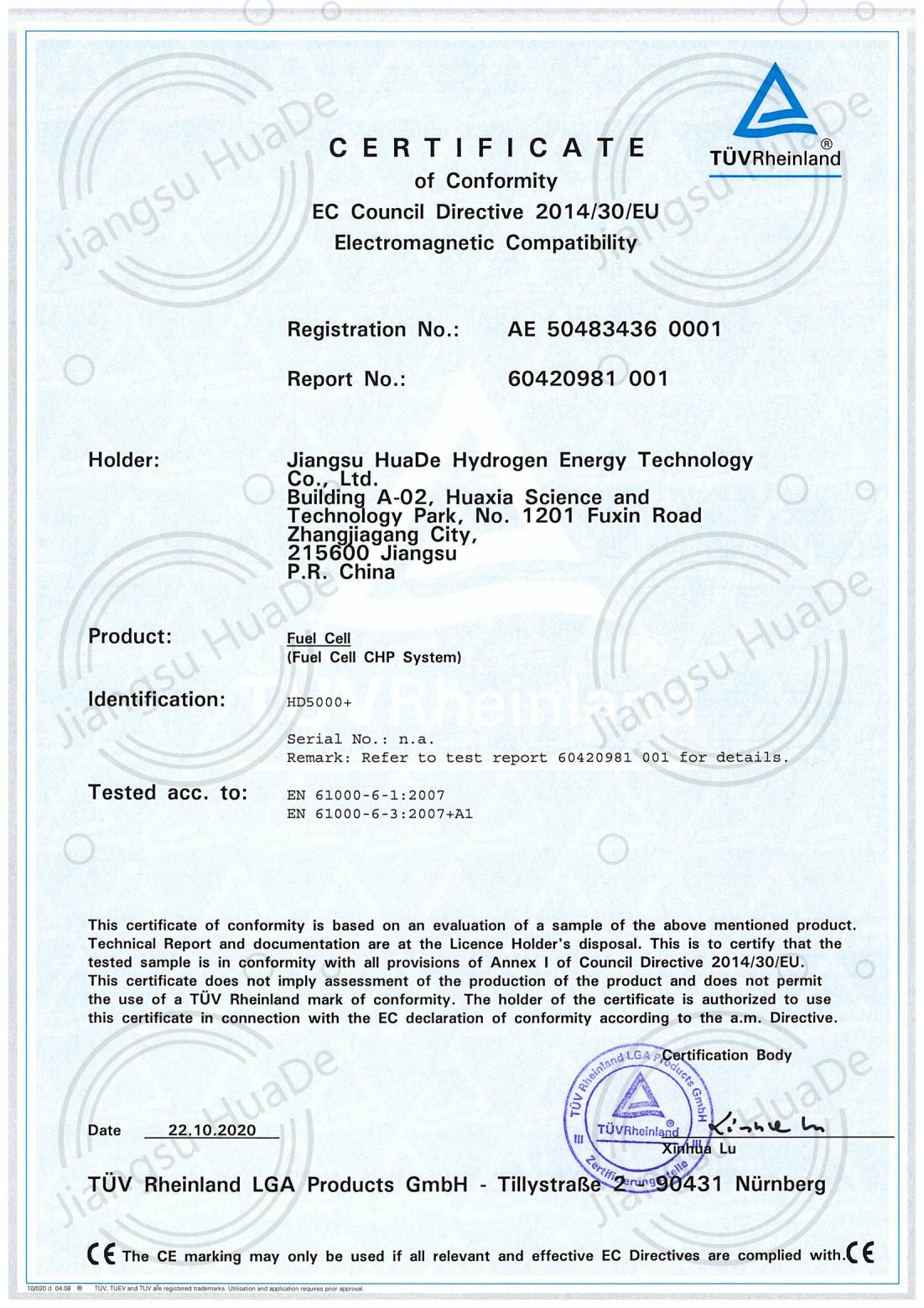 TUV CE EMC Certificate